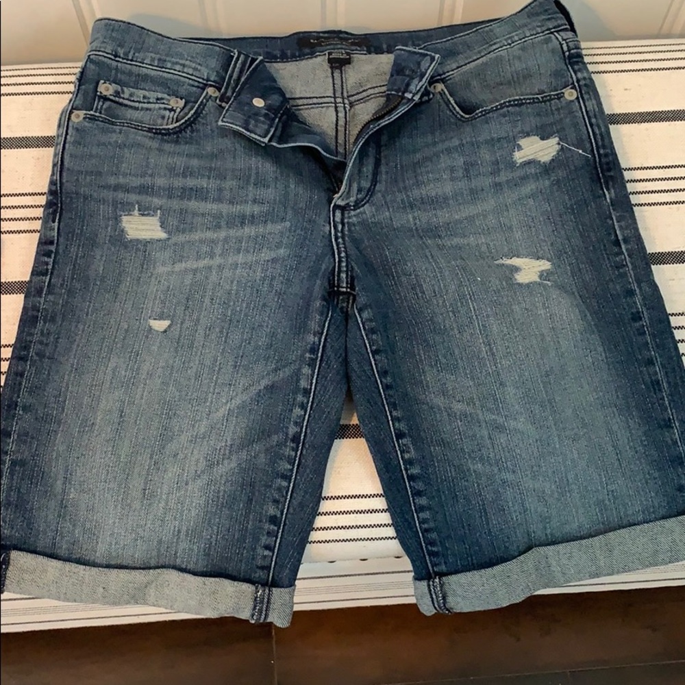 Knee Length Semi-Distressed Bermuda Shorts